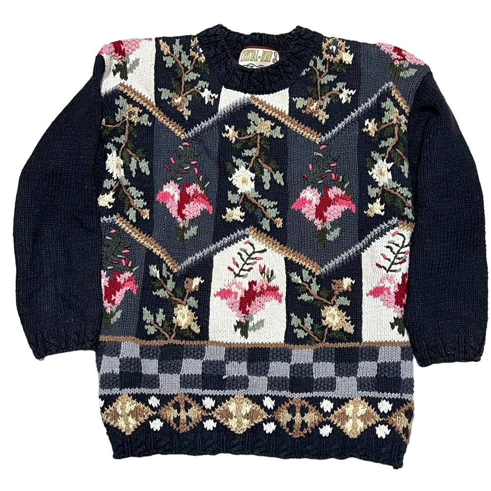 Vintage Crystal Kobe Botanical Sweater Size Medium